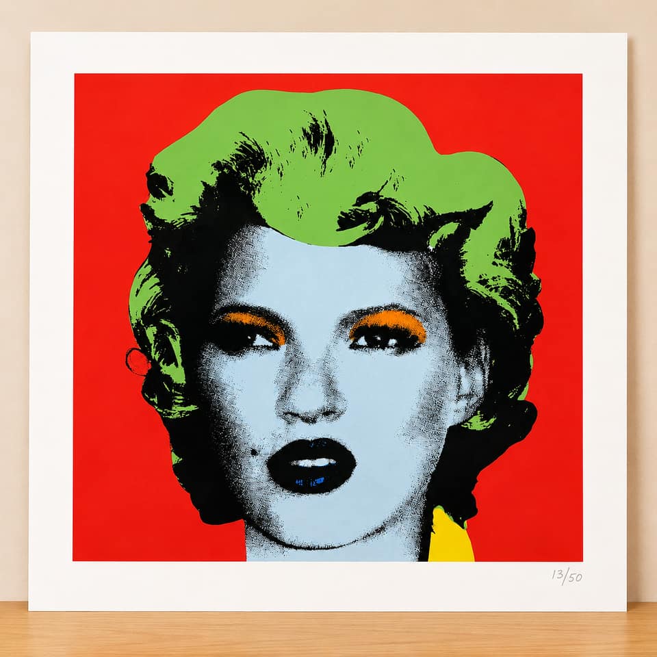 West Country Prince after Banksy, Kate Moss Red Lime.
