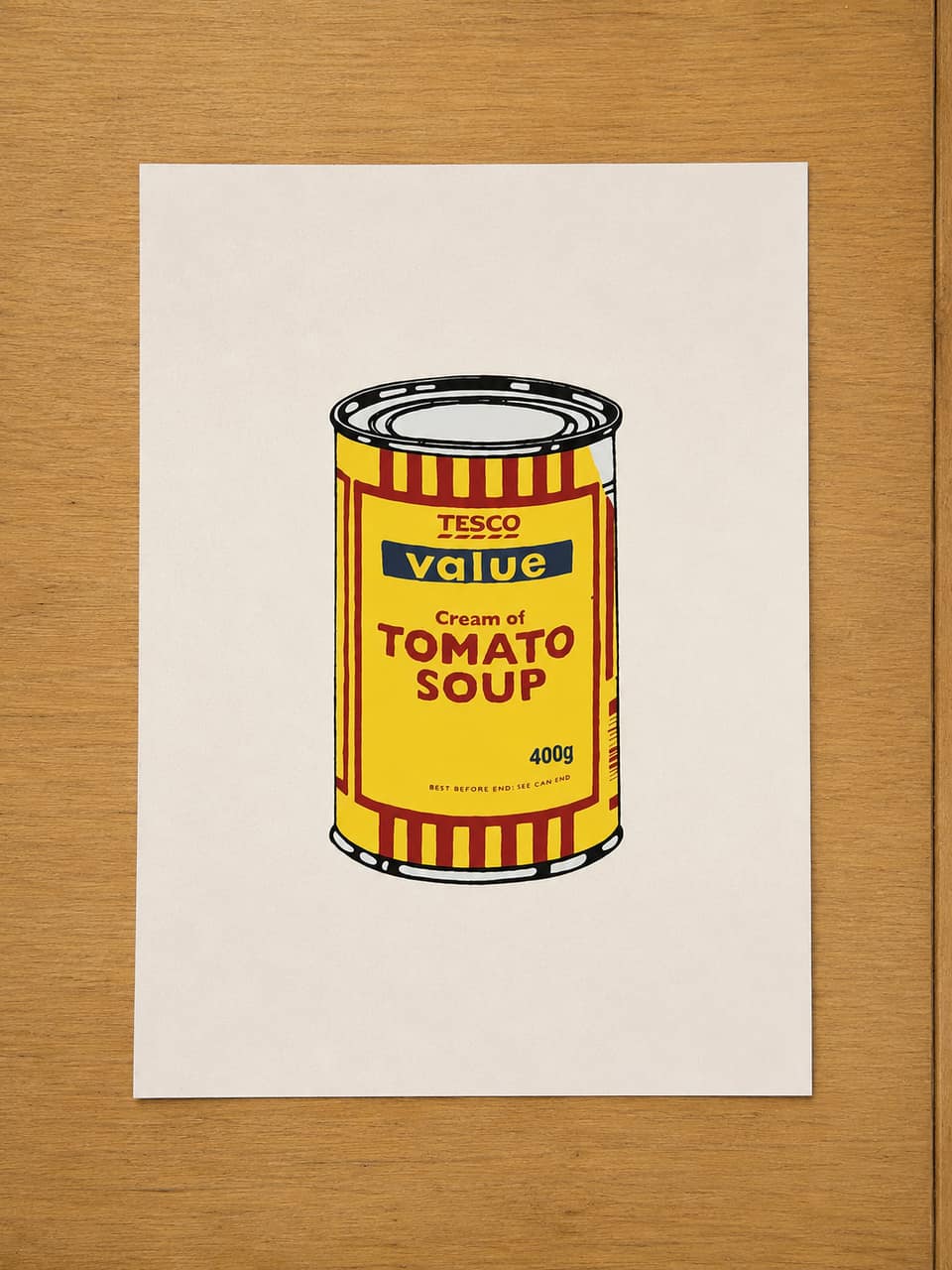 West Country Prince after Banksy, Soup Can Banana Cherry Darkblue.